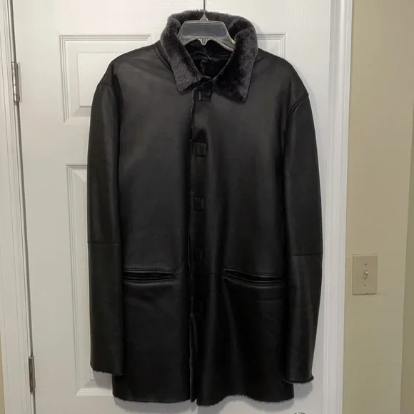 美品ARMANI COLLEZIONI ramb leather jacket Armani Collezioni 100% Lambskin Nappa Leather Jacket Made in Italy